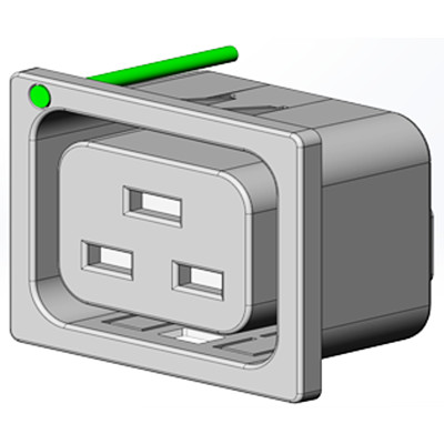 4710-5  IEC Appliance Outlet J, Snap-in Mounting, Front Side, IDC Terminal, integrated Light Pipe, Color Coding