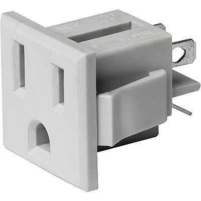 NR020  NEMA line Outlet 5-15R, Snap-in Mounting, Front Side, Solder Terminal
