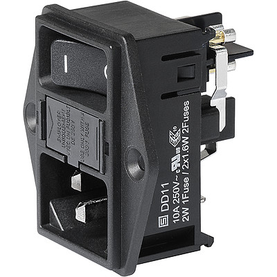 DD11  IEC Appliance Inlet C14 with Line Switch 2-pole, Fuseholder 1- or 2-pole