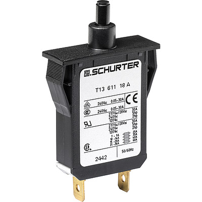 T13-611  Circuit Breaker for Equipment thermal, Snap-in type, Reset type, Quick connect terminals