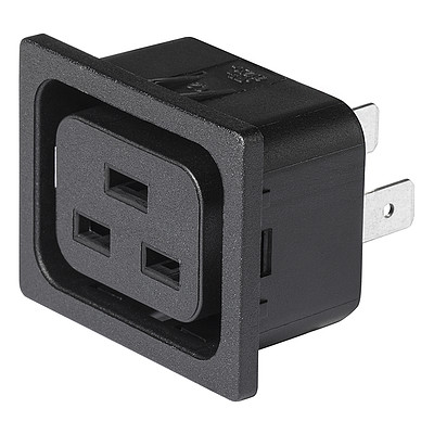 4792  IEC Appliance Outlet J, Snap-in, Front Side, Quick-connect Terminal