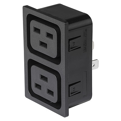 4770  Strip Block for Snap-in Mounting with 2 IEC Appliance Outlets