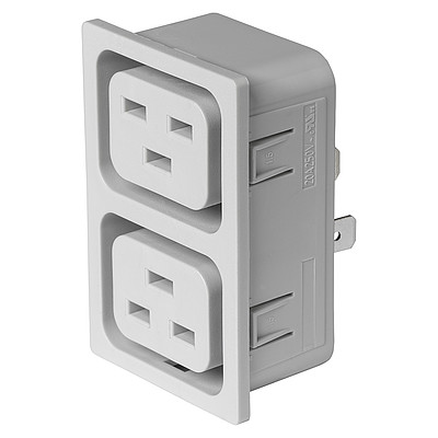 4770  Strip Block for Snap-in Mounting with 2 IEC Appliance Outlets