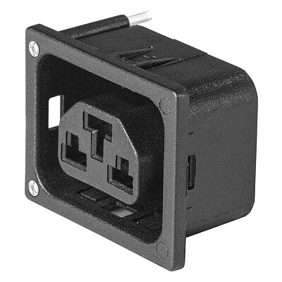 4763  Appliance Outlet F/J, with or w/o integrated Light Pipes, PCB terminals