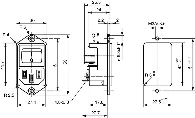 KEB II_schraub_Massbild_Mehransicht