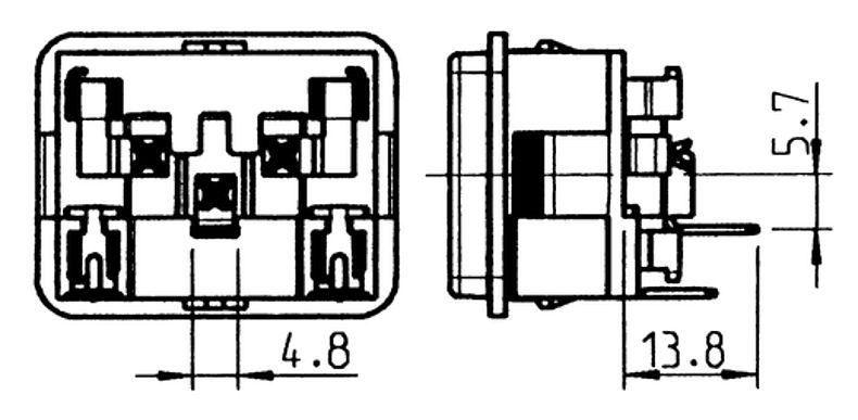 GSF2_Massbild_Anschlussbild_Schutzleiter Löt-/Steckanschluss 4.8x0.8mm