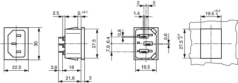Felcom_Stecker_Massbild_Mehransicht