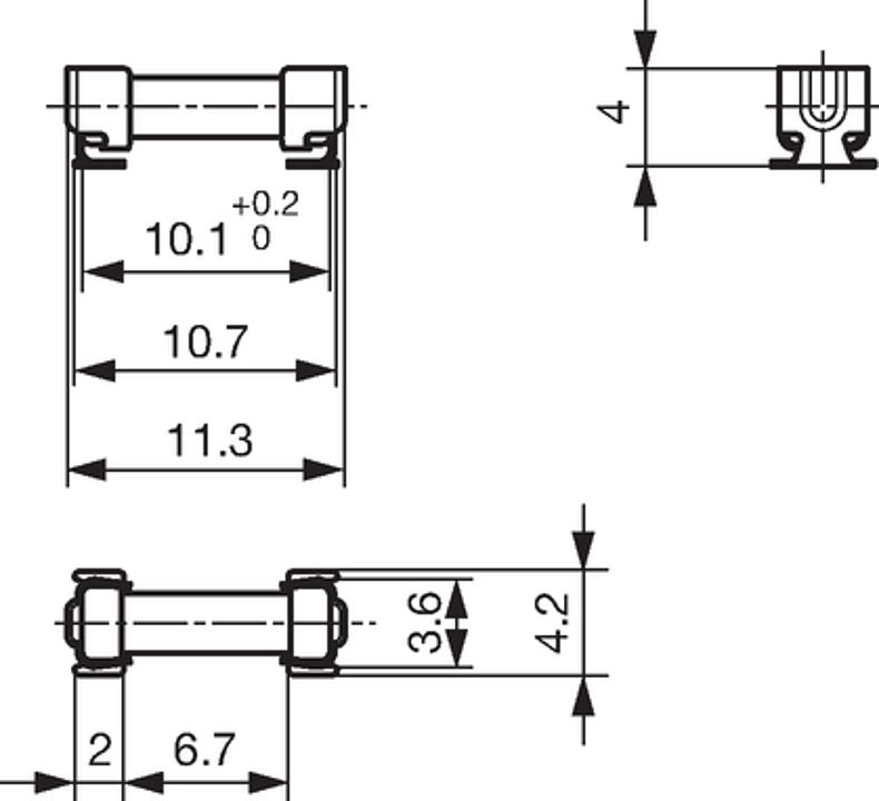 UMK 250 - Surface Mount Fuse with Clip, 4.2 x 11.3 mm, Quick-Acting F ...