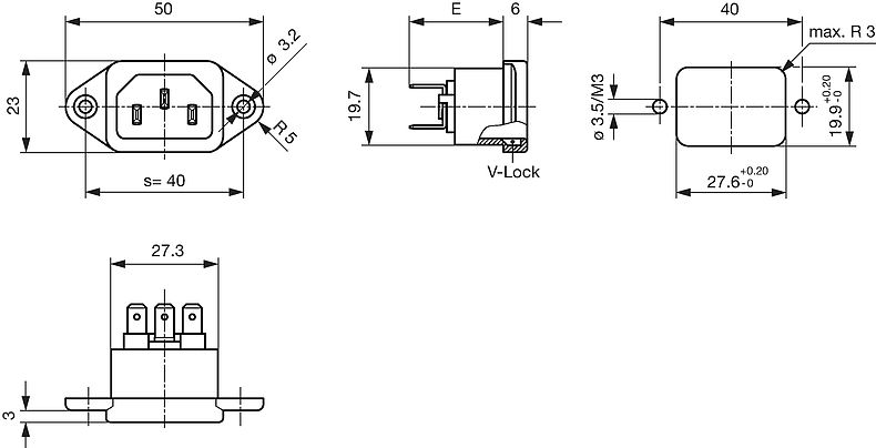 6061_Massbild_2_Senkloch_40_V_Lock
