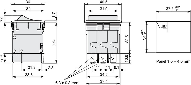 TA35 Rocker 3Pole - Circuit Breaker for Equipment thermal