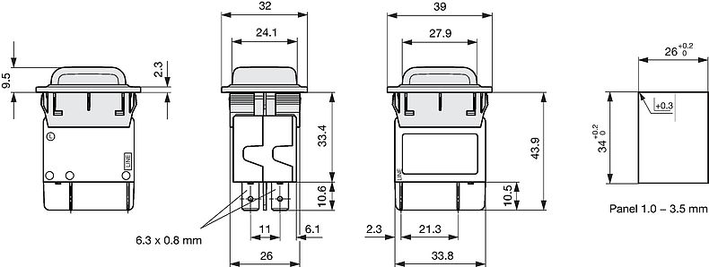 TA35_Wippe_Massbild_2_pole_Zubehör_CZM25_antibakteriell