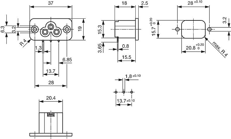 2561_Massbild_Leiterplatten_Anschluss