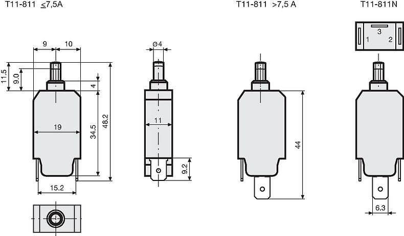 T11_811_Massbilder_Einlegetyp_Flachstecker_Diverse