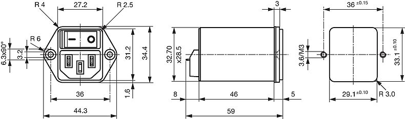 DC12_Massbild_Schraub_Frontseite_Schutzklasse_II