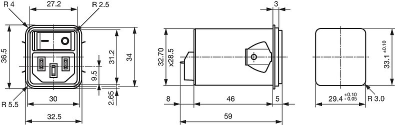 DC12_Massbild_Schnapp_Frontseite_Schutzklasse_II