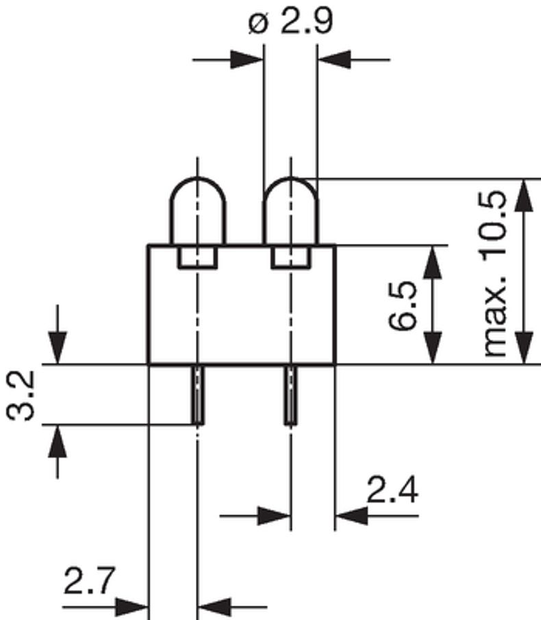 ASL_Massbild_3mm_LED_doppelt_gerade Anschlüsse_mit_LED