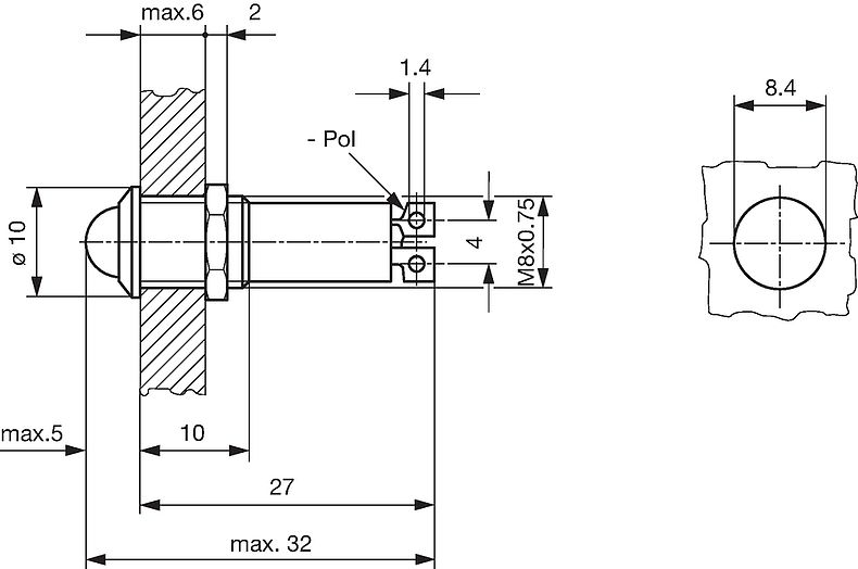 LFM_Massbild_5mm_LED_Aussenreflektor_mit_Vorwiderstand