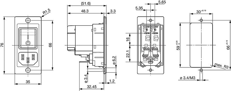 DG11_Massbild_Mehransicht_Schraubversion_A_Front