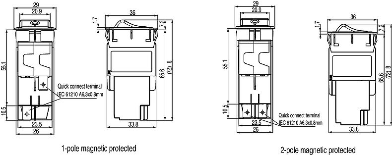 TA35_Wippe_2-pole_Massbild_1-and 2-pole-protected