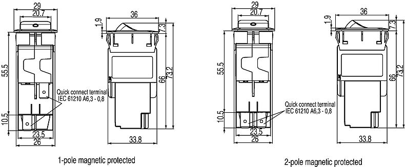 TA36_Wippe_2-pole_Massbild_1-and 2-pole-protected