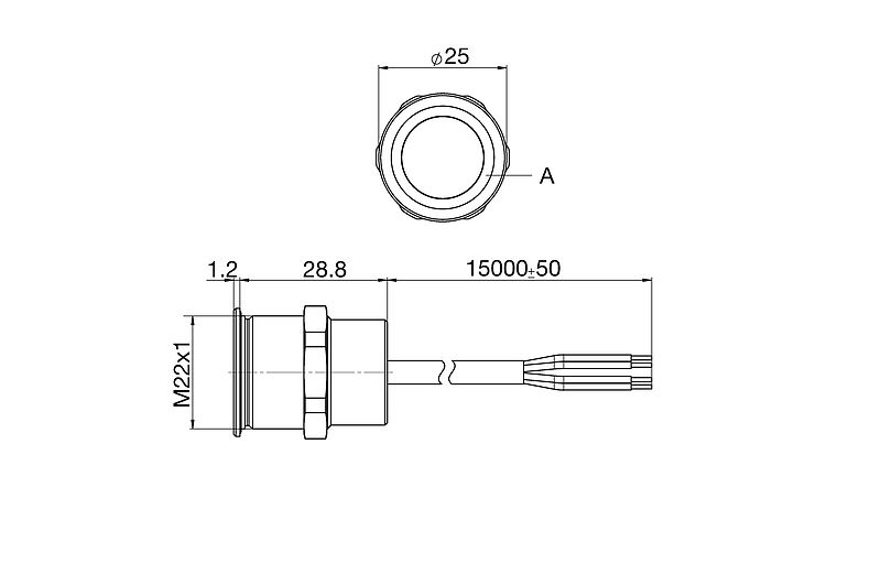 PSE_M22_mit_Kabel_Anschlussstift_Massbild