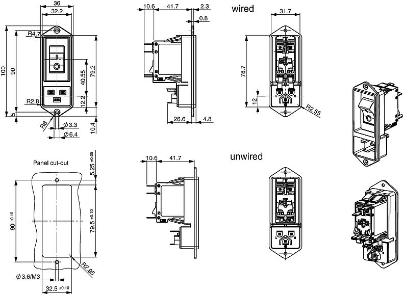 EF11_screw_1Pole_Massbild_Mehransicht